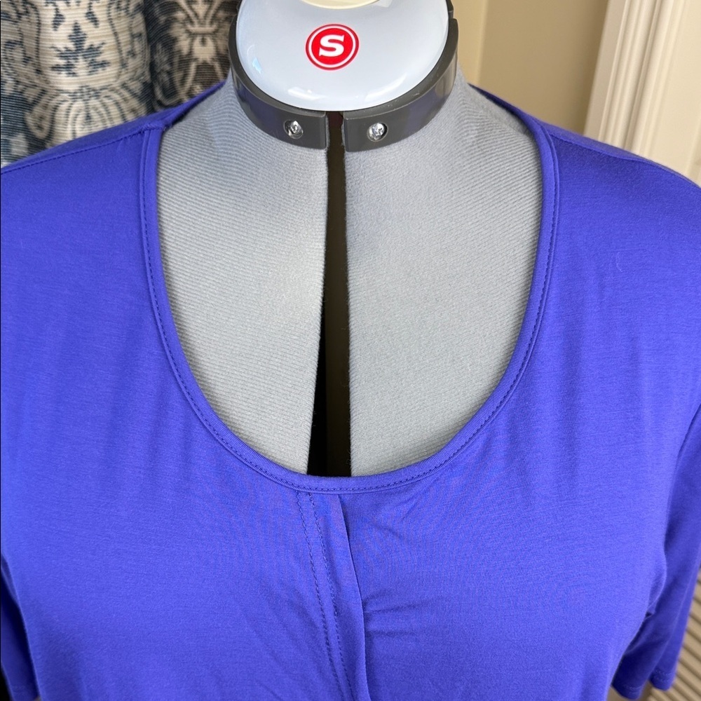 Papa Vancouver Top Purple Blue Bamboo Blend Asymmetrical Tie Women's Sz XXL - Picture 4 of 10